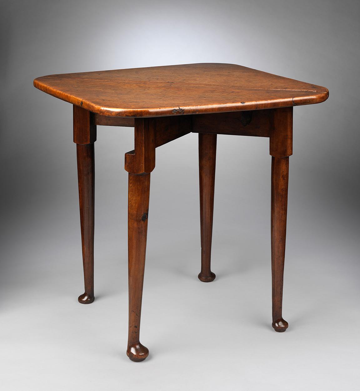 Exceptional Specimen Burr Elm Drop Leaf Corner Table