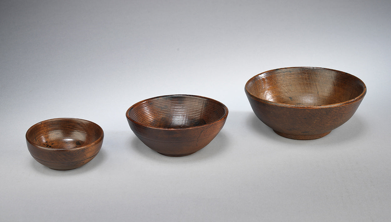 A Group of Three Georgian Pole Lathe Turned Bowls