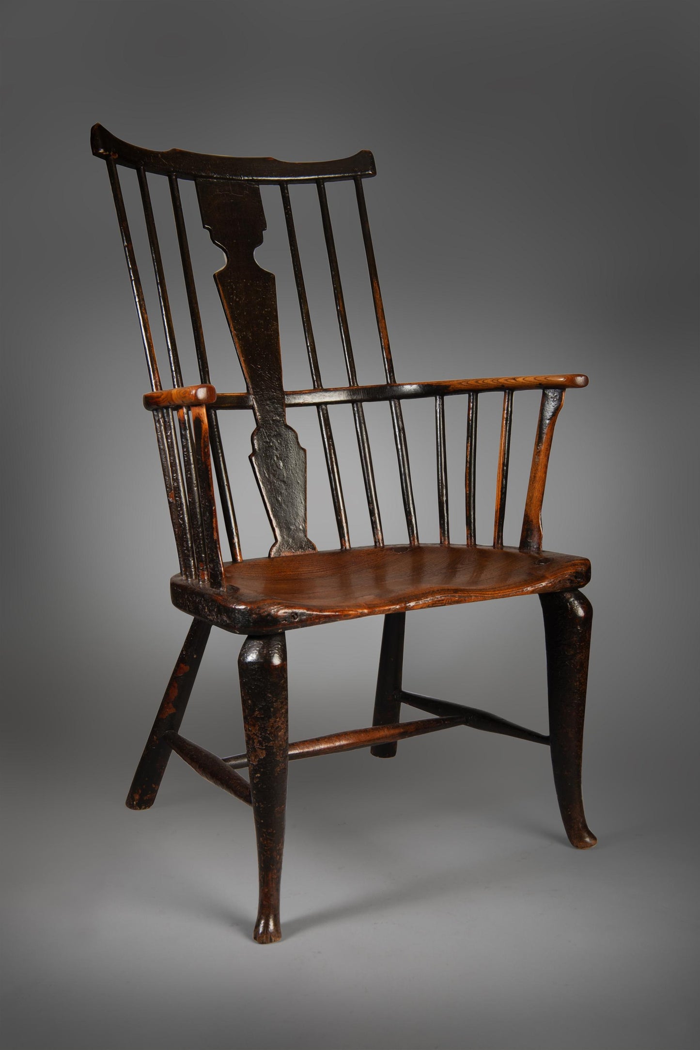 A Notable Early Cabriole Leg Comb Back Windsor Chair