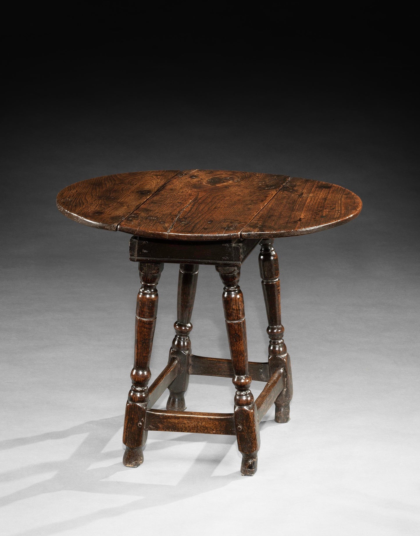 Unusual Diminutive Oval Baluster Leg Drop Leaf Table