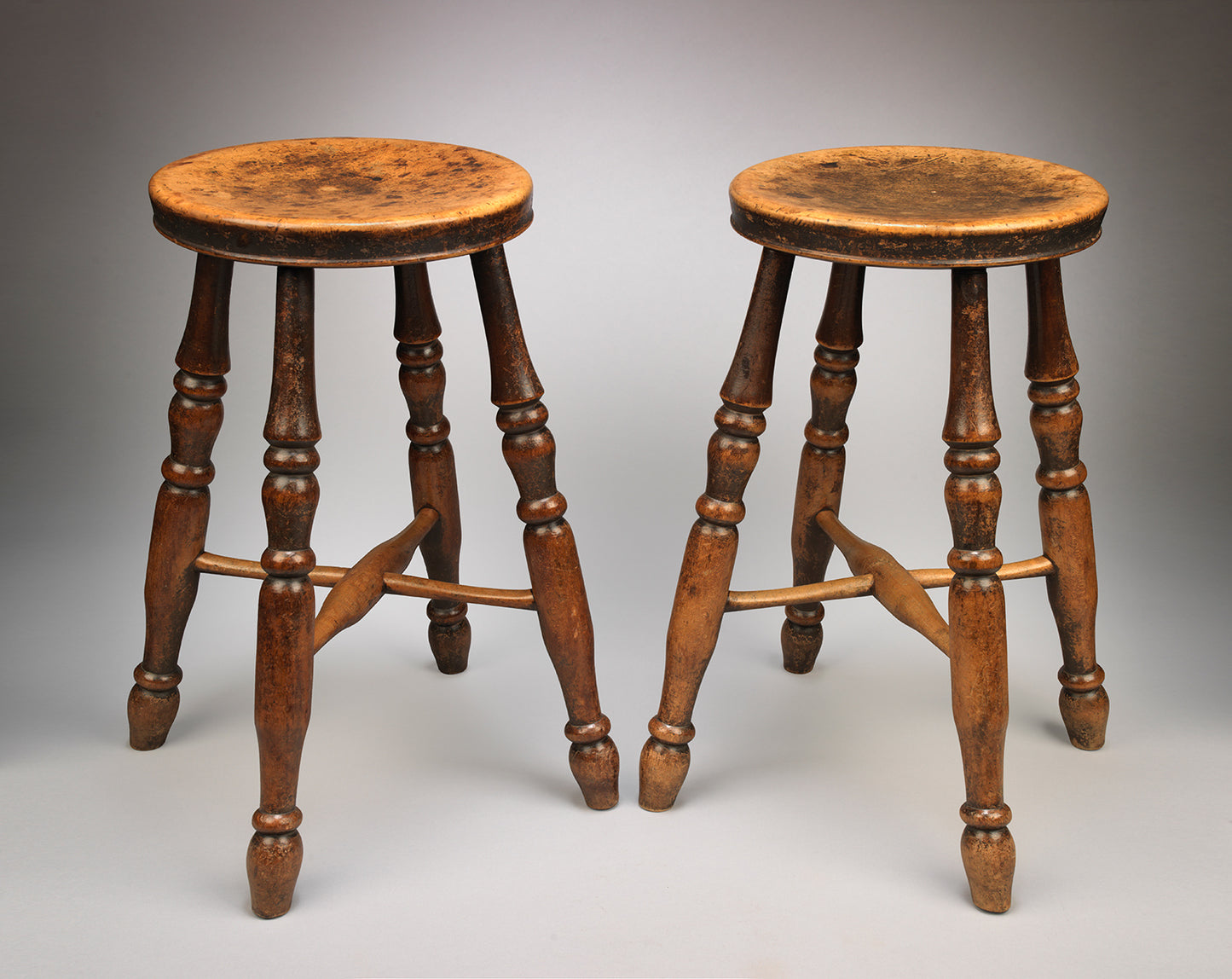 A Good Pair of Round Seated Windsor Stools