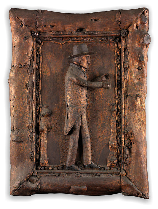 Extraordinary Folk Art Carved Full Length Portrait Panel