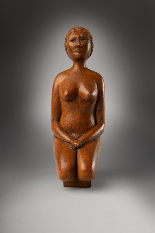 Naïve Wooden Sculpture of a Naked Lady