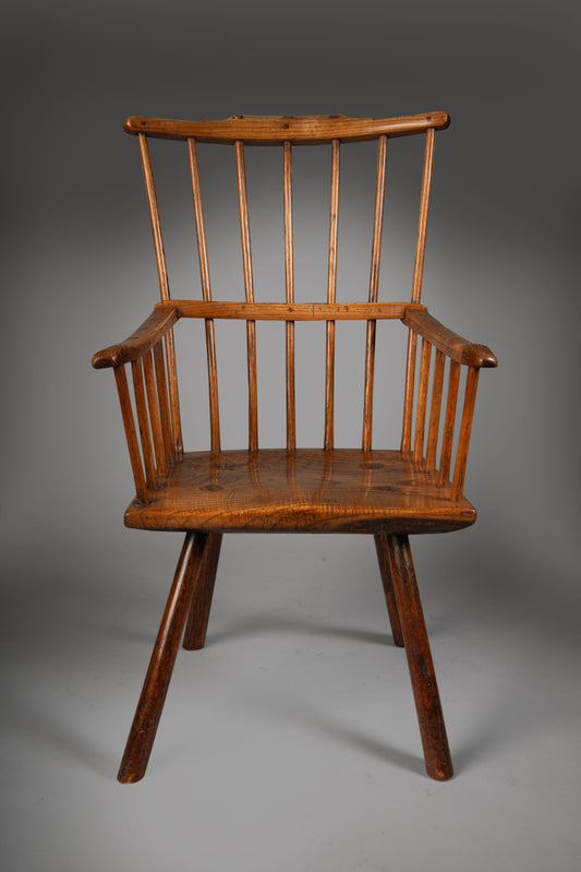 Delightful Primitive Windsor Comb Back Armchair