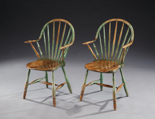 Iconic Pair of Continuous Arm Windsor Chairs