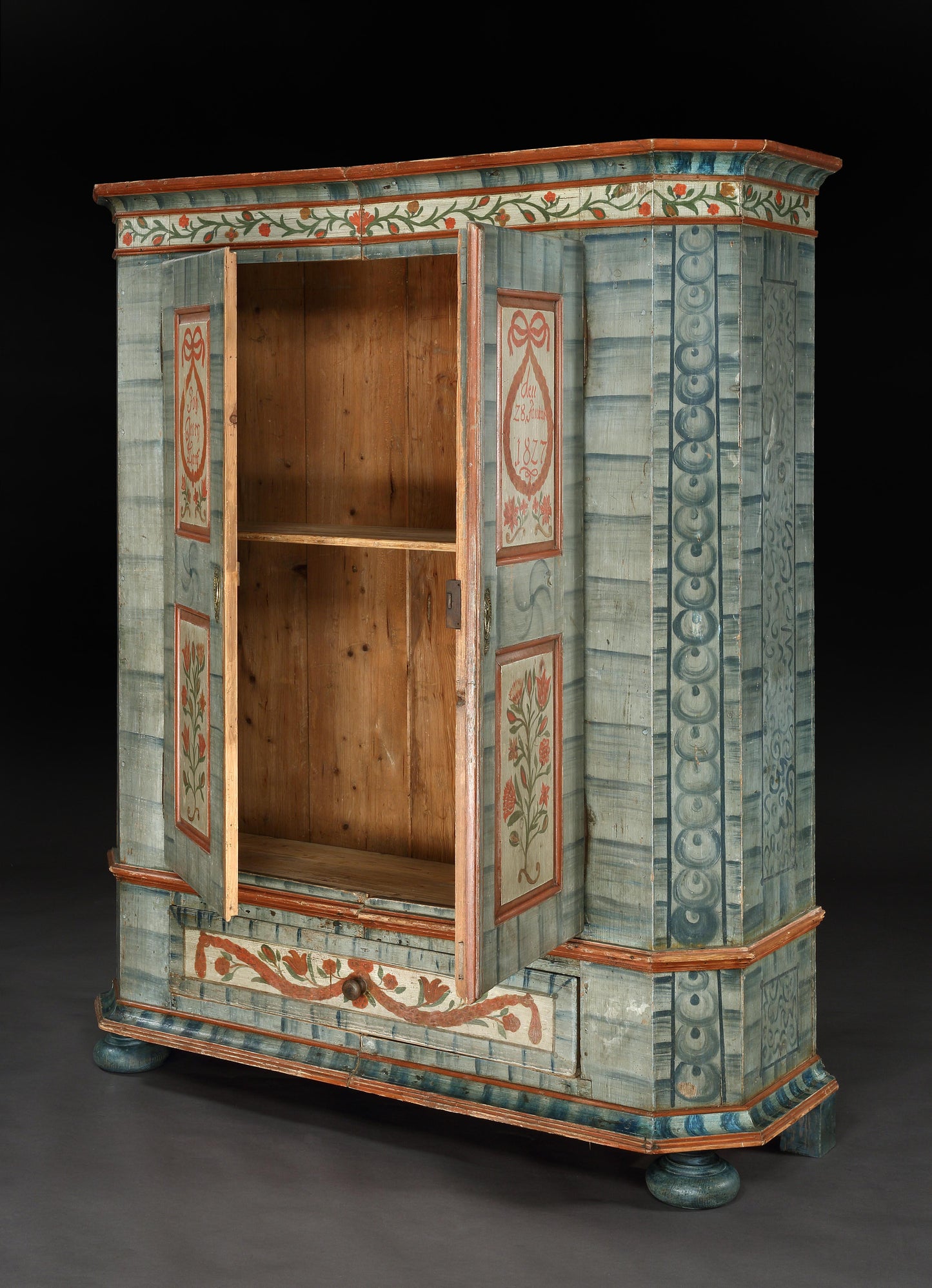 Magnificent Folk Art Marriage Cupboard