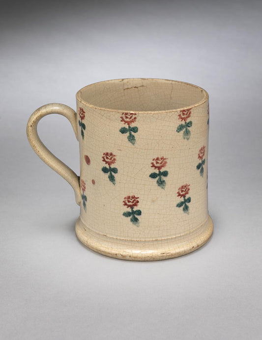 Loop Handled Spongeware Mug with Moulded Foot