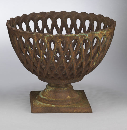 Unusual Pair of Decorative Lattice Urns