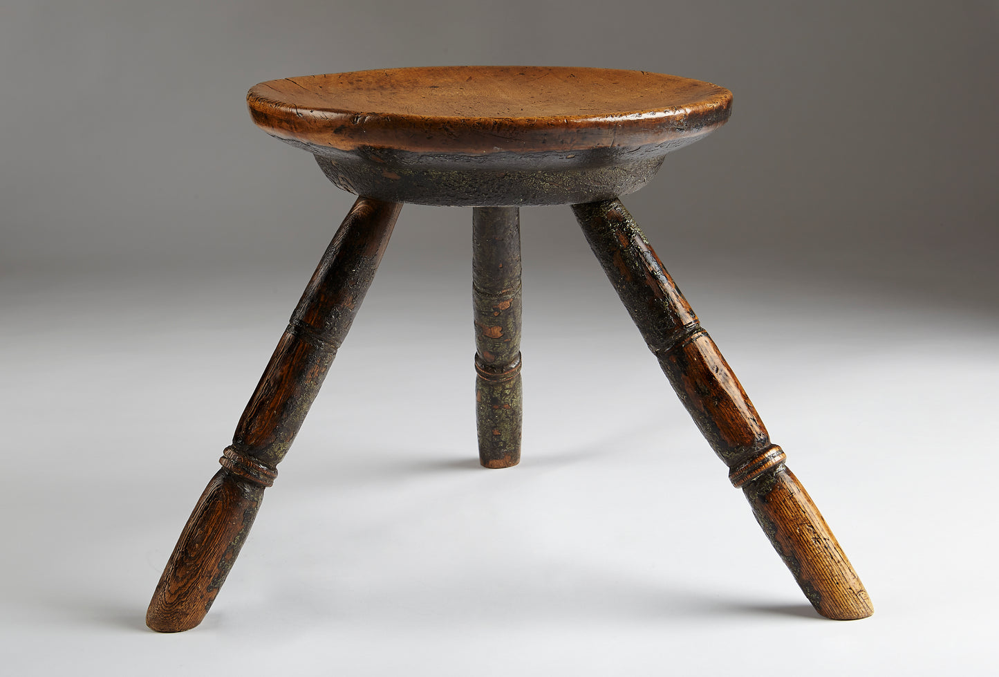 Fine Dish Topped Three Legged Stool