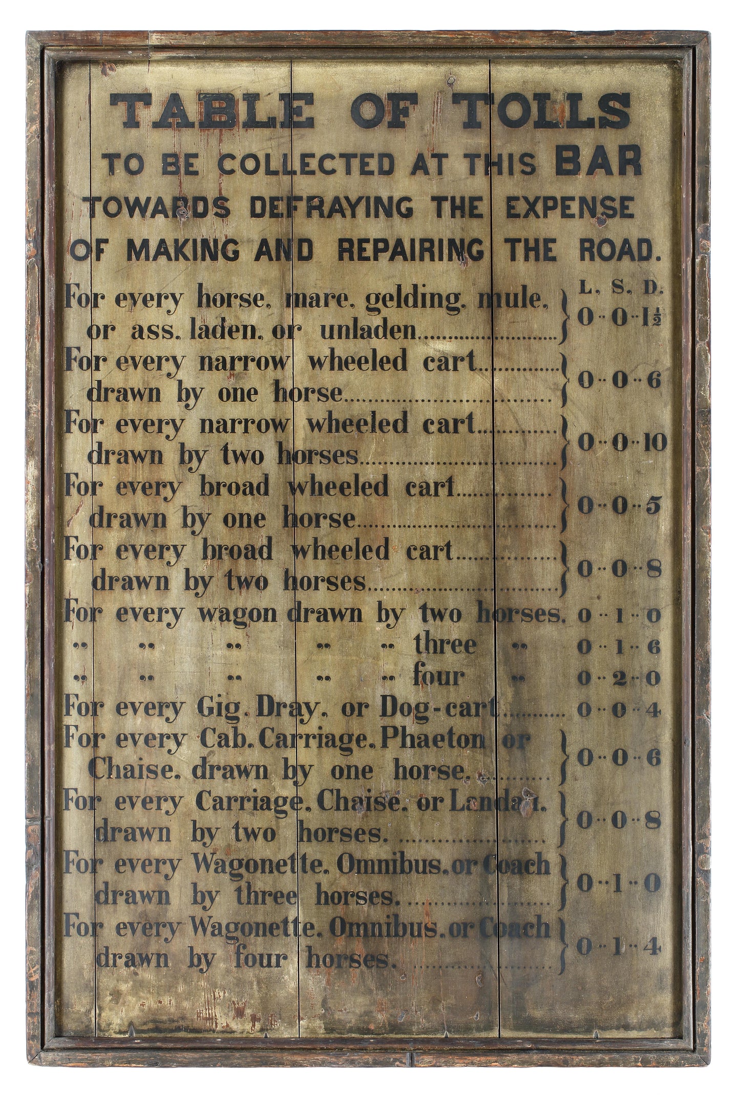 "Table of Tolls"