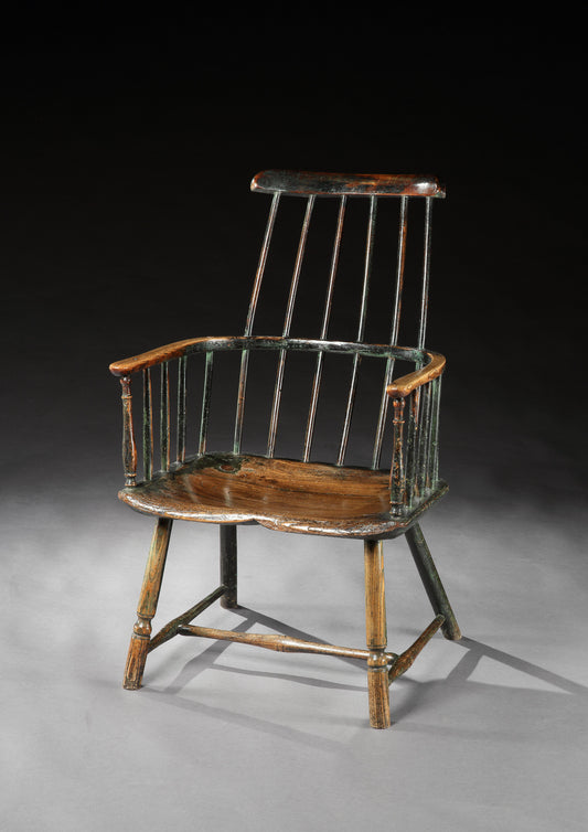 Sculptural Primitive Comb Back Windsor Armchair