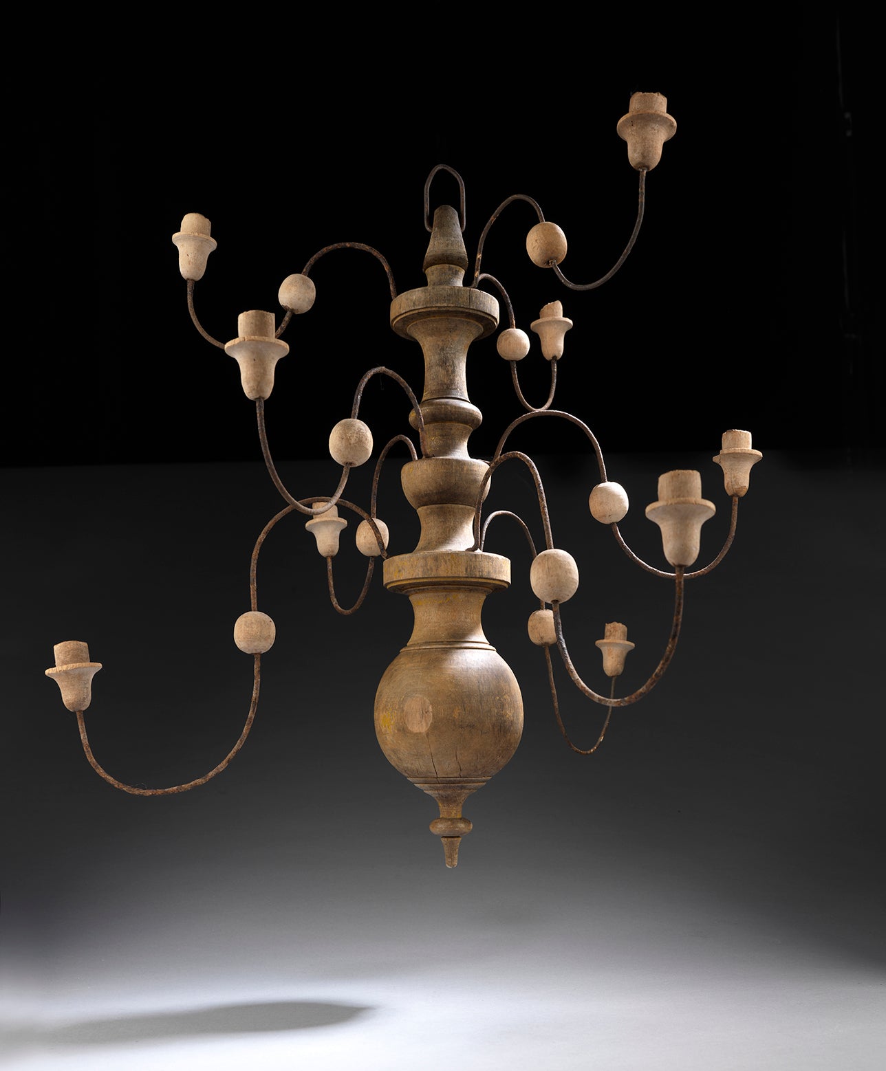 Nine Branch Chandelier With Baluster Turned Stem