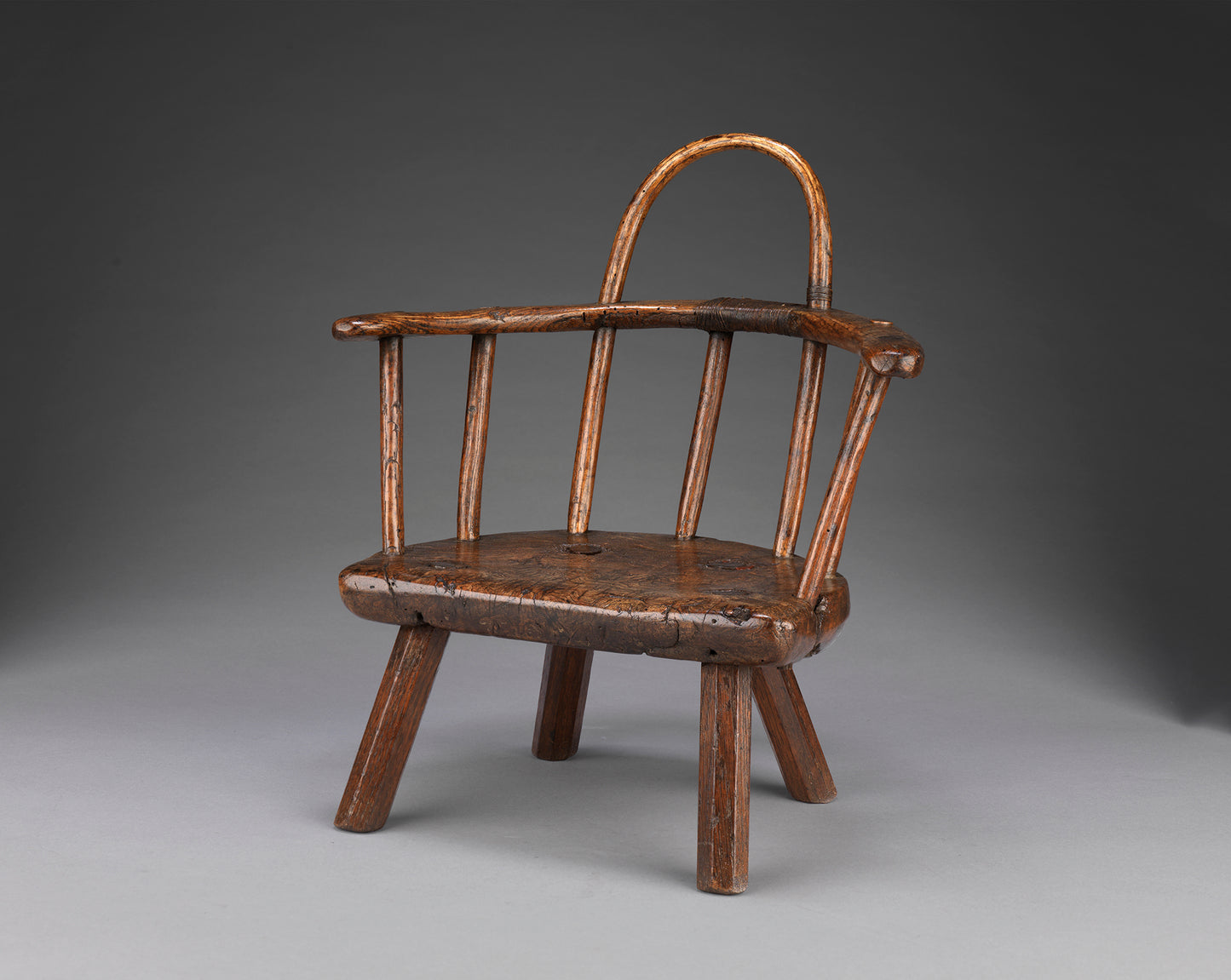 Primitive and Sculptural Miniature Windsor Armchair