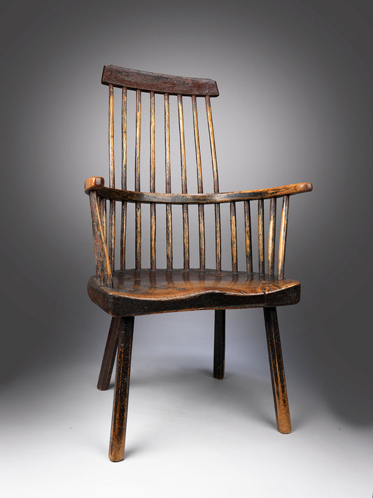 Impressive Georgian Primitive Windsor Comb Back Armchair