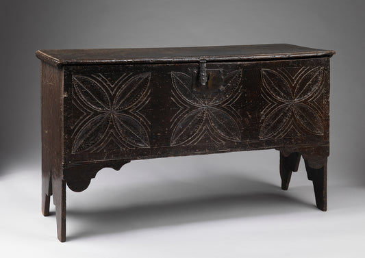 A Rare Late Elizabethan Boarded Six Plank Chest