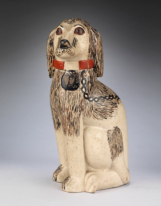 Folk Art Sculpture of a Seated Spaniel