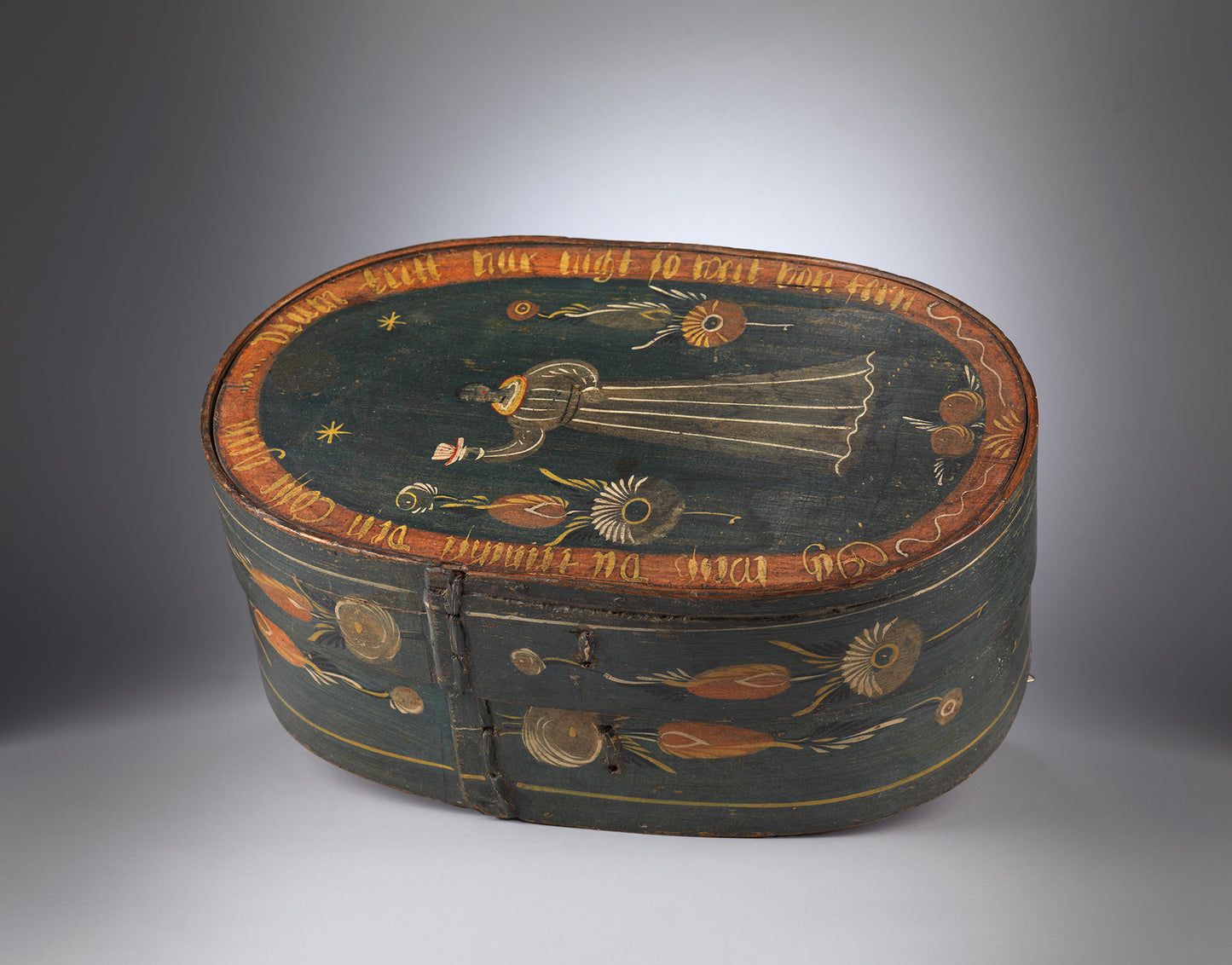 Remarkable Collection of Six Oval Bride's Boxes or "Brautschachteln"