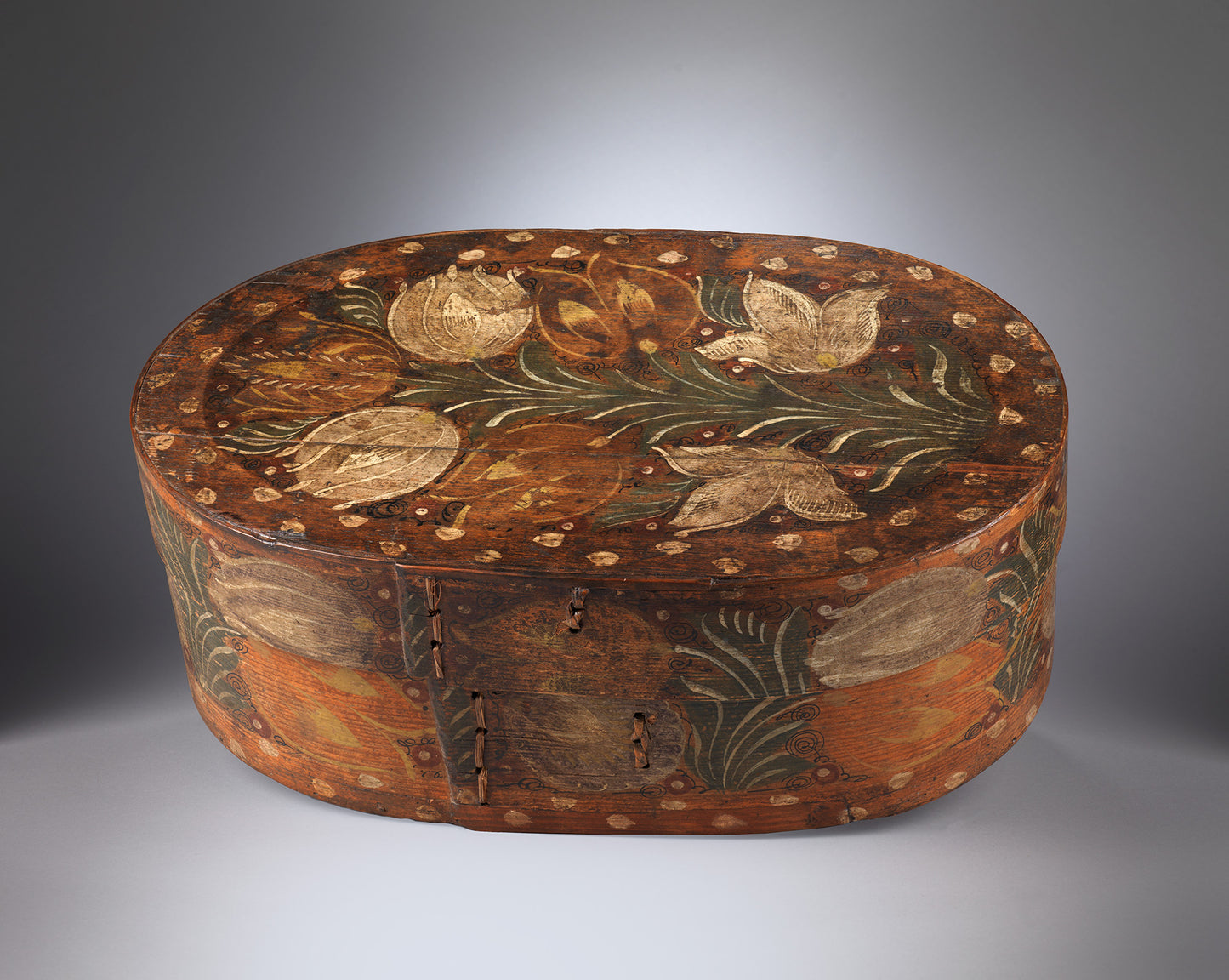 Remarkable Collection of Six Oval Bride's Boxes or "Brautschachteln"