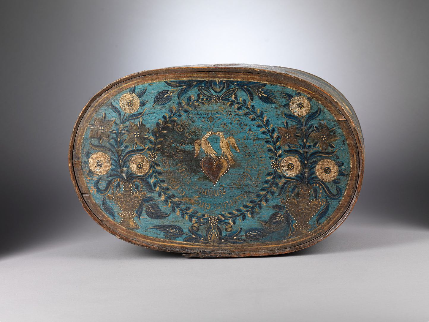 Remarkable Collection of Six Oval Bride's Boxes or "Brautschachteln"