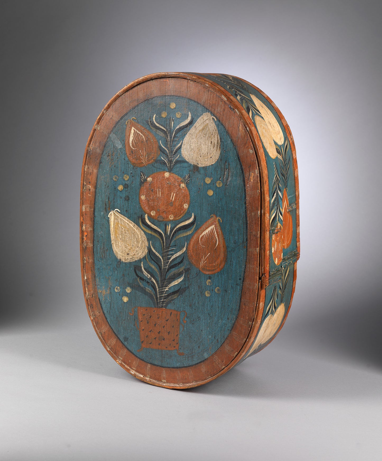 Remarkable Collection of Six Oval Bride's Boxes or "Brautschachteln"