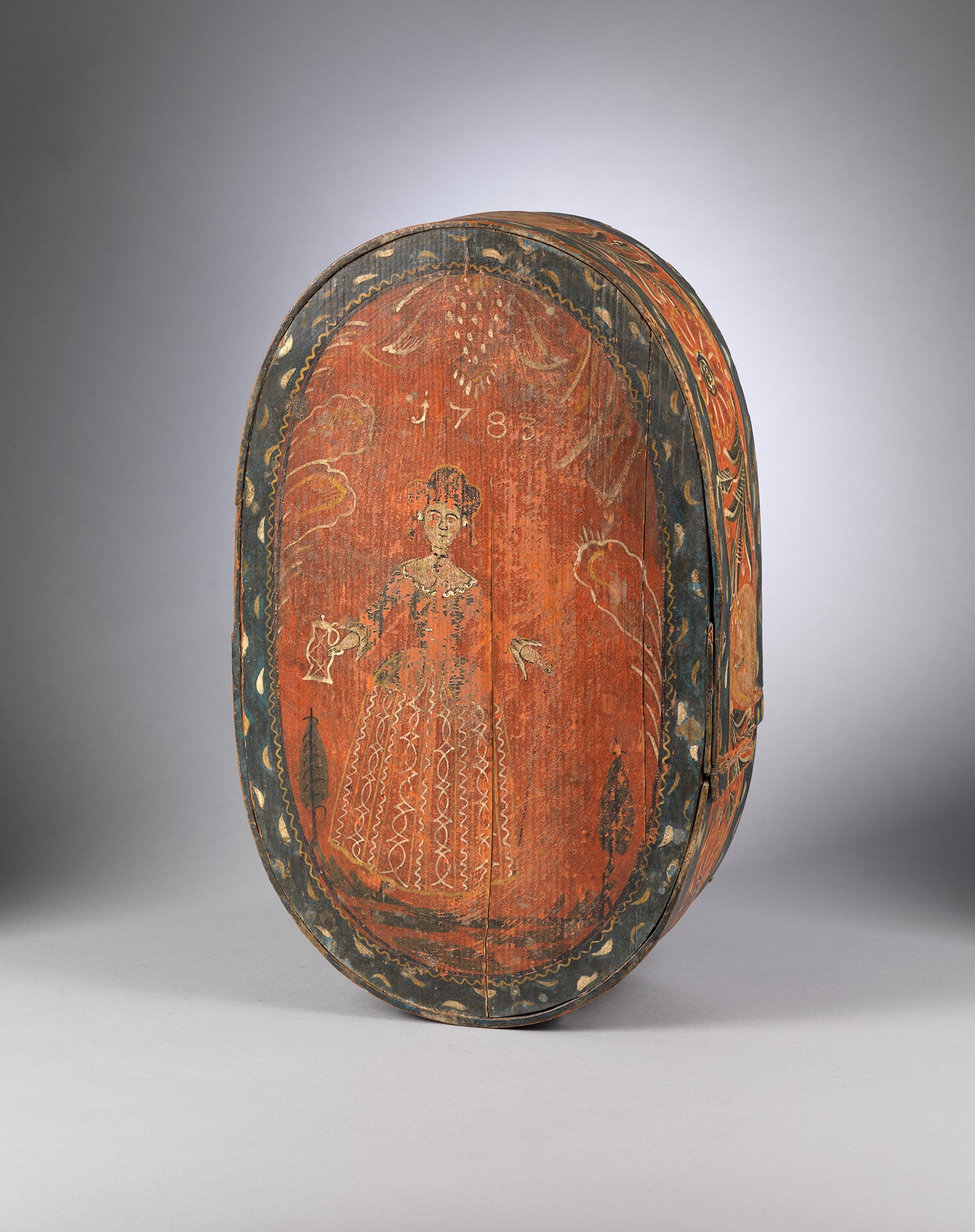 Remarkable Collection of Six Oval Bride's Boxes or "Brautschachteln"