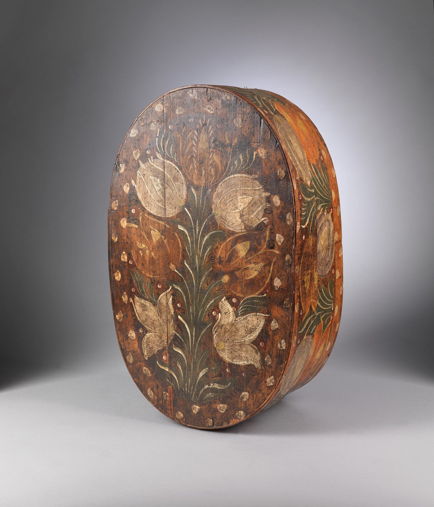 Remarkable Collection of Six Oval Bride's Boxes or "Brautschachteln"