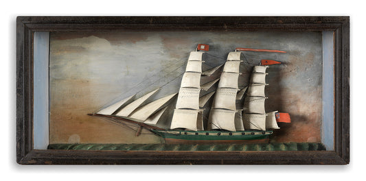 An Untouched Original Folk Art Ship Diorama