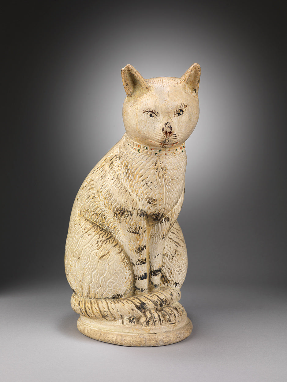 Naïve Folk Art Sculpture of a Seated Cat