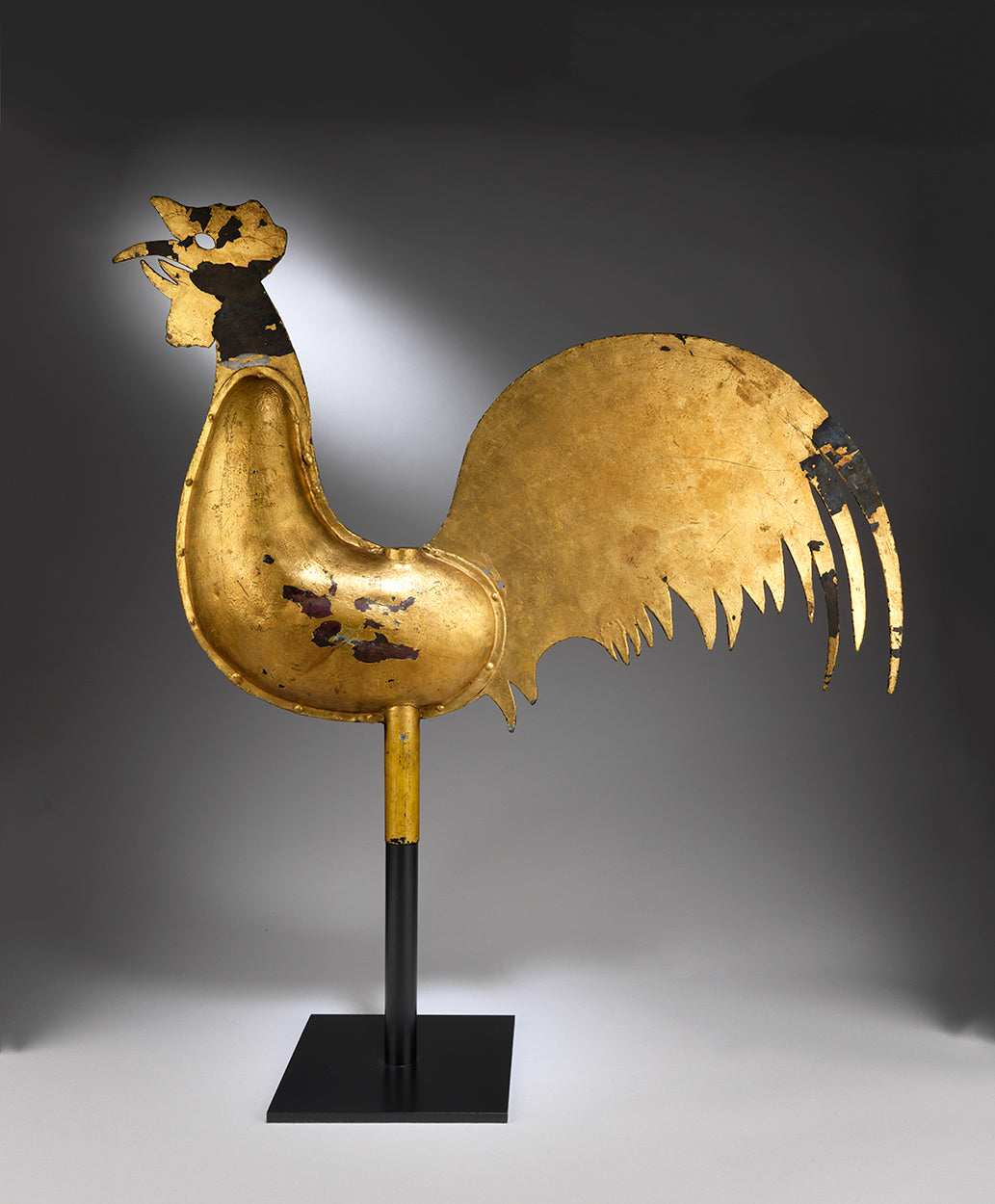 Vernacular Full Bodied Crowing Weathercock or Rooster Weathervane