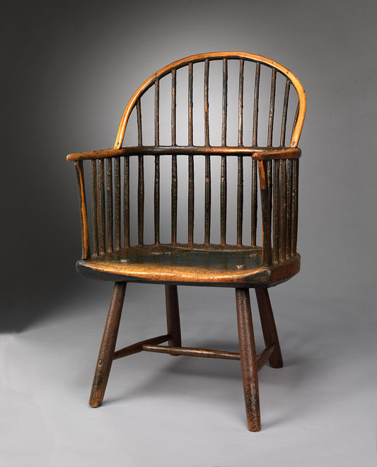 Unusual Primitive ''Sack Back'' Windsor Armchair