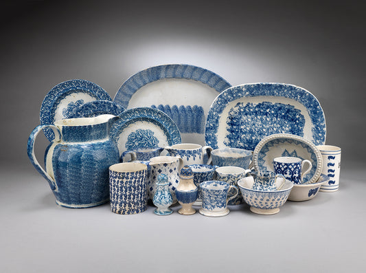 A Collection of Blue and White Spongeware