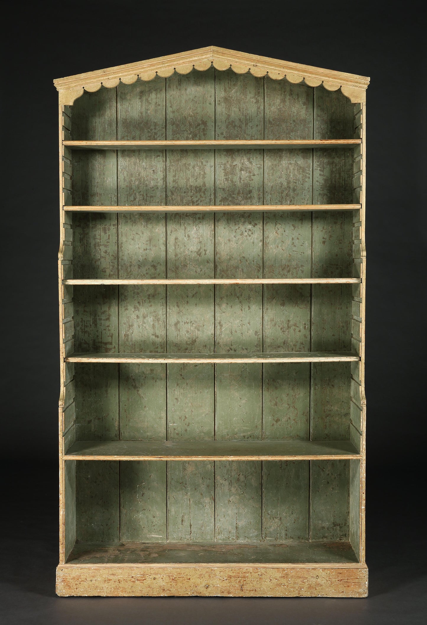 Rare Architectural Six-Shelf Waterfall Bookcase