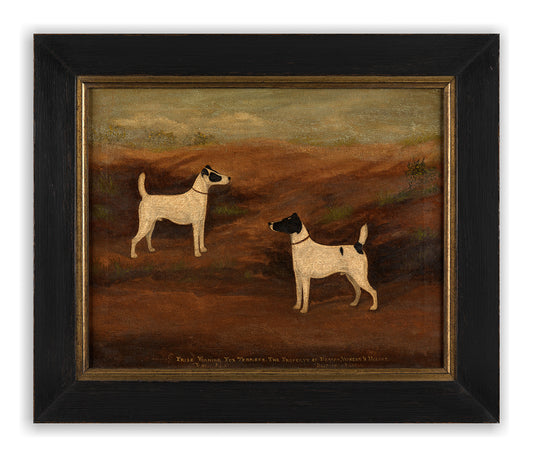 English Naïve School Double Dog Portrait "Royal Ajax abd Blizzard Double"