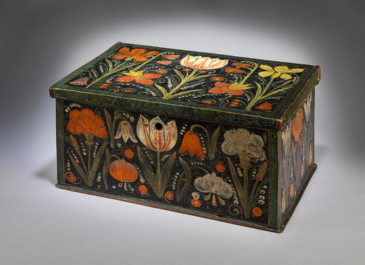 Fine Paint Decorated Folk Art Deed Box