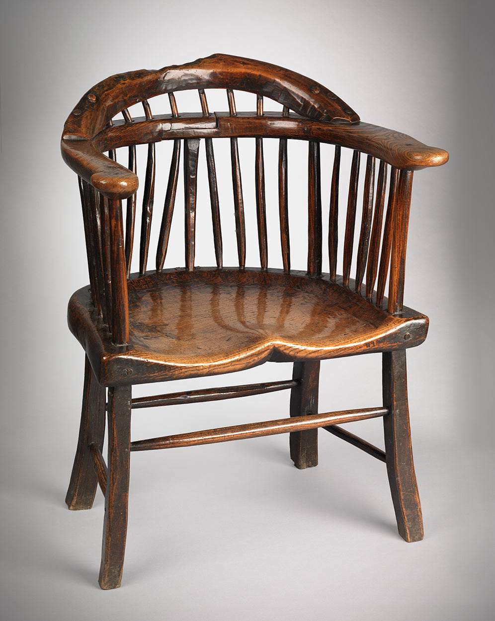 Magnificent Large Primitive Bow Back Armchair