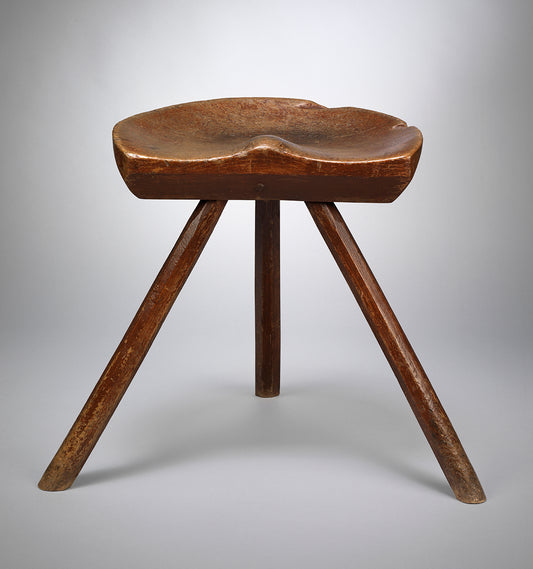 Rare and Sculptural Saddle Seated Stool