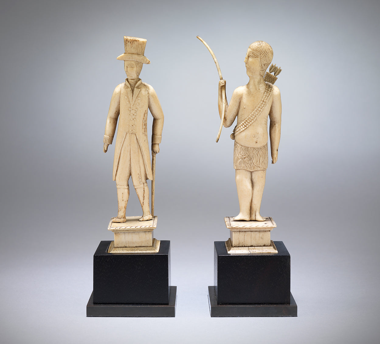 Rare and Remarkable Pair of Carved Folk Art Figures