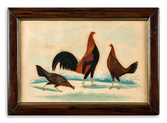 Graphic Pair of Naïve Fowl Portraits