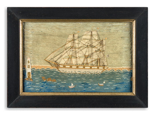 A Charming Naïve Sailor's Folk Art Woolwork Picture