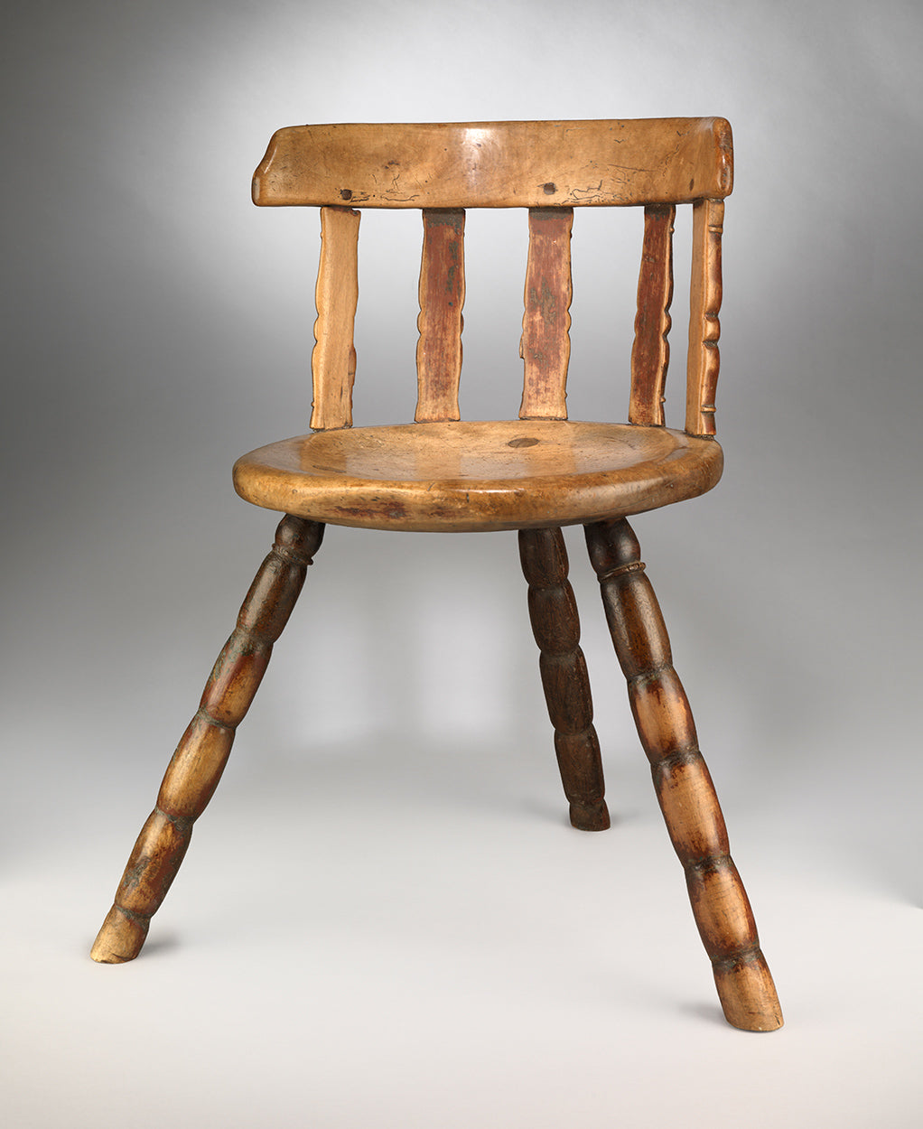 Unusual Circular Seated Three Leg "Windsor" Chair