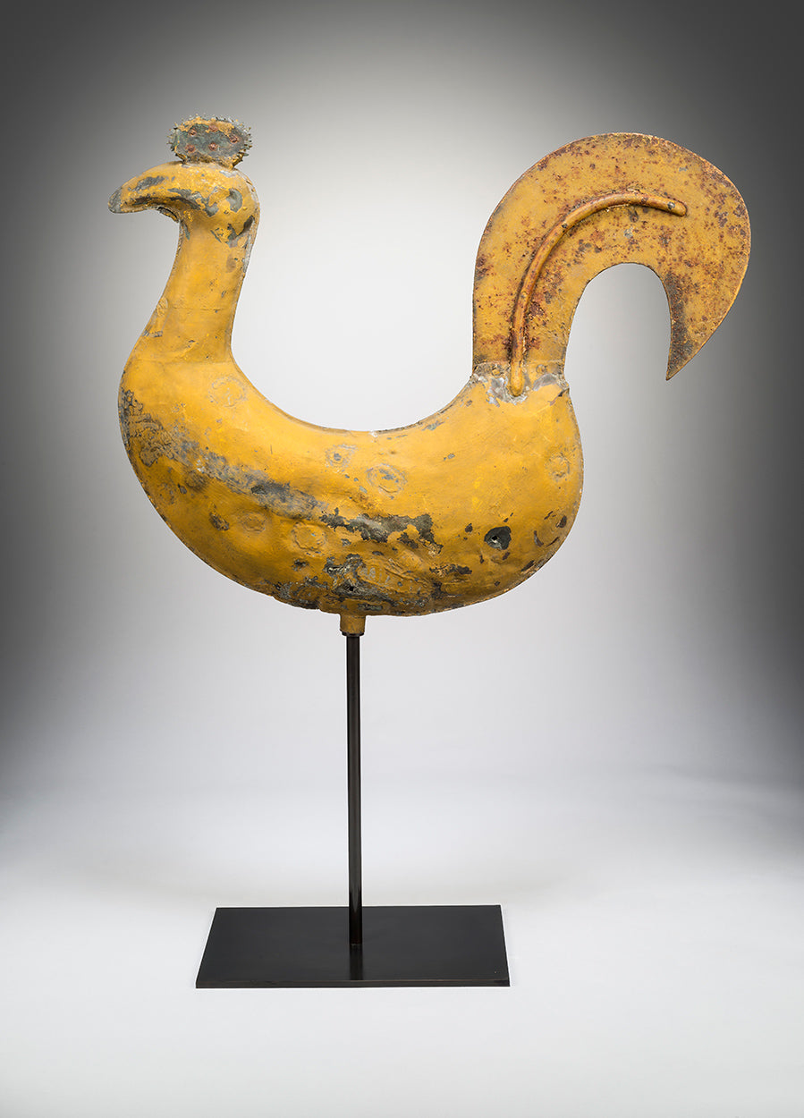 Imposing Primitive Full-Bodied Cockerel Weathervane