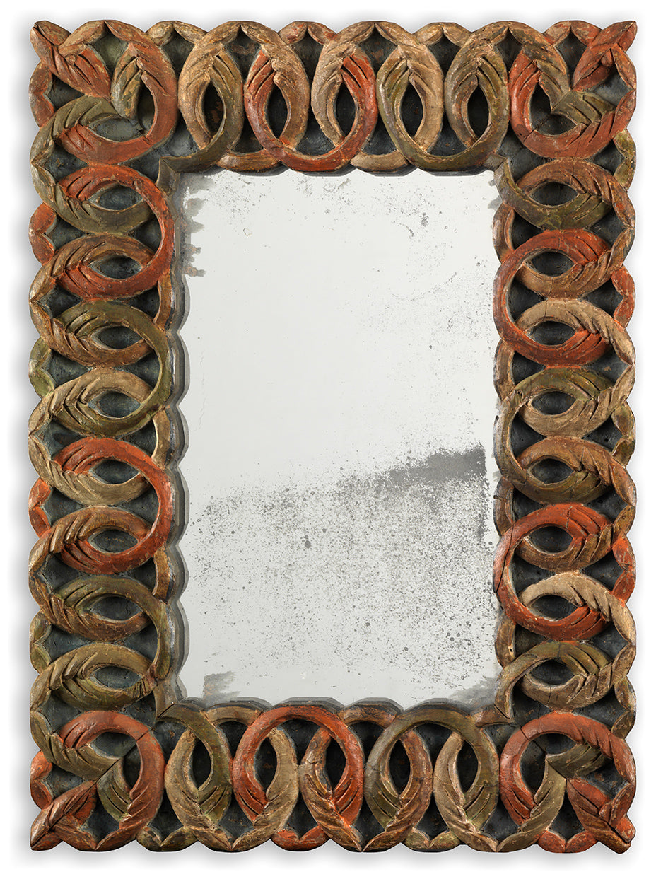 Rare Folk Art Latticework Carved Mirror