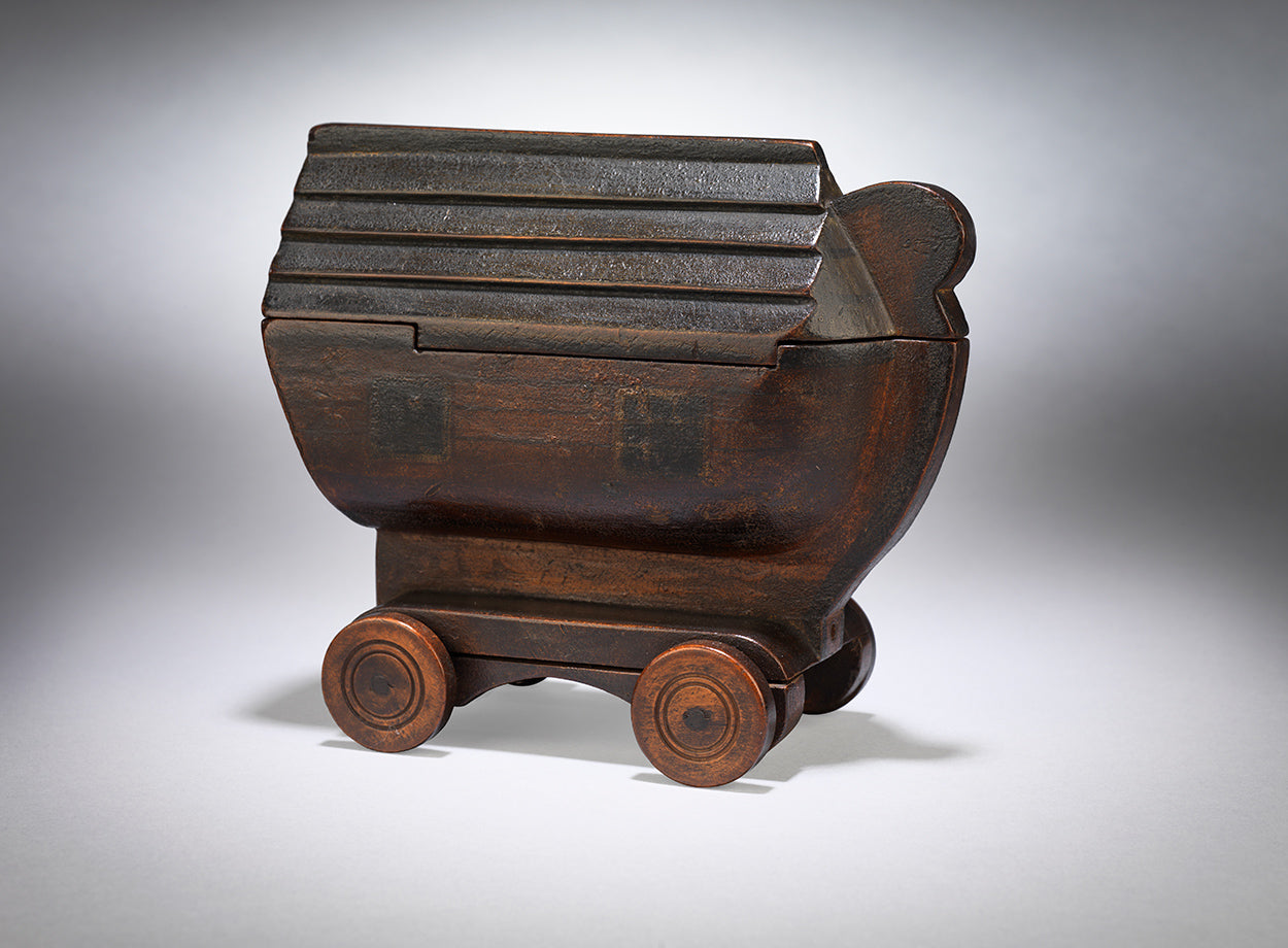 A Rare Folk Art Table Spice or Snuffbox on Wheels