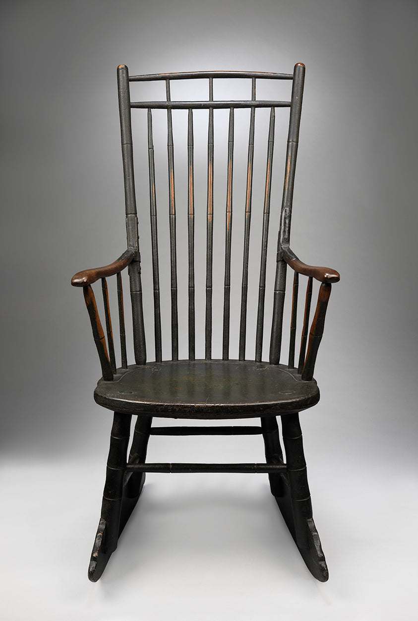 Rare Tall "Square Back" Windsor Rocking Chair