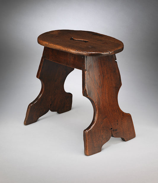 Fine Early Georgian Oval Top Boarded Trestle Stool