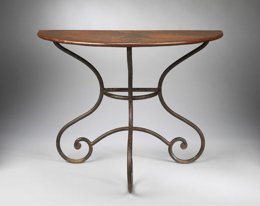 Strikingly Graphic Pair of Demi-Lune Console Tables