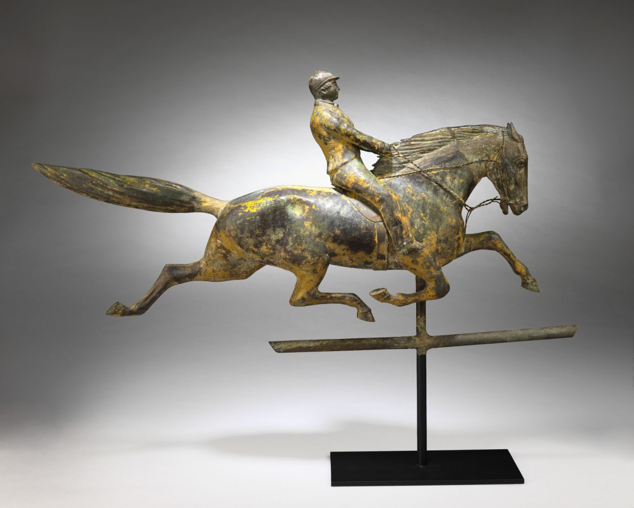 A Classic Swell-Bodied "Dexter" Horse and Rider Weathervane