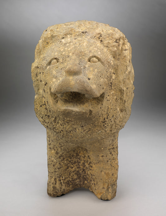 A Powerful Primitive Folk Art Sculpture of a Standing Lion