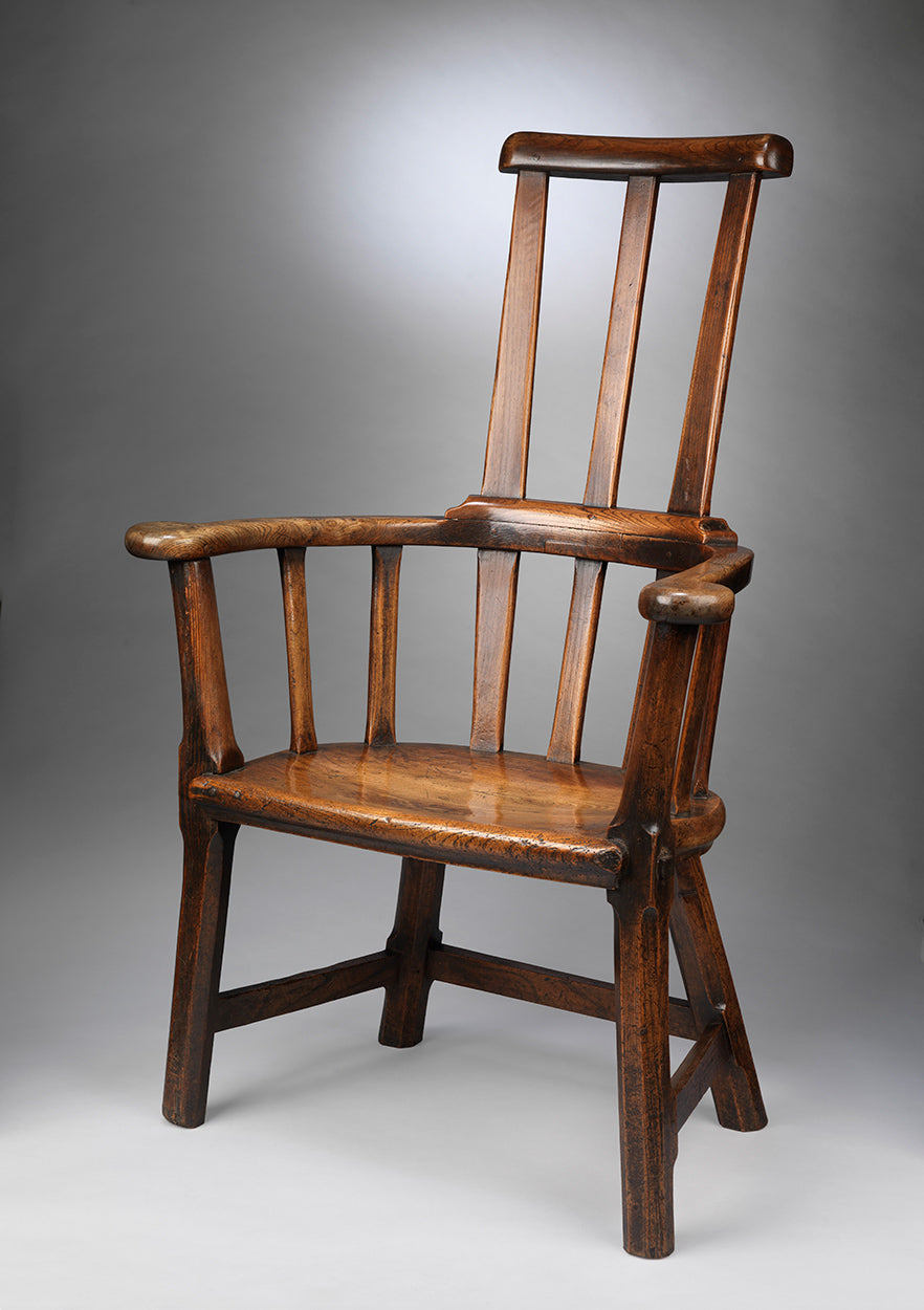 Outstanding Primitive Comb and Lath Back Armchair