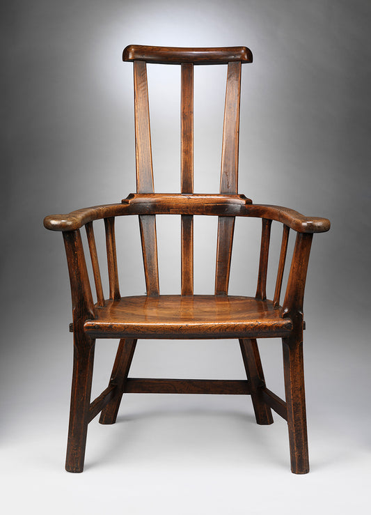 Outstanding Primitive Comb and Lath Back Armchair